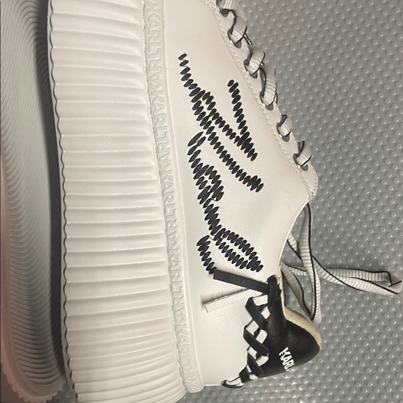 Karl Lagerfeld White and Black Platform Sneakers - Picture 9 of 11